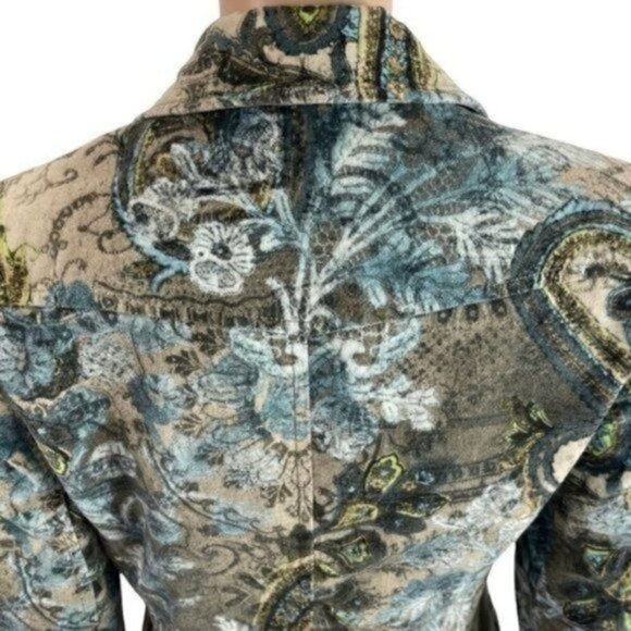 Javier Simorra Barcelona floral paisley blazer jacket lined shoulder pads size 4 - Picture 6 of 12